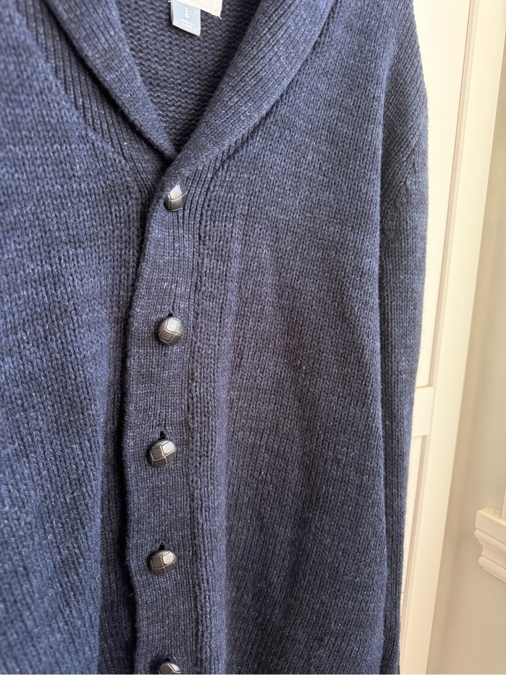 Old Navy Men’s Size L | Navy Shawl Collar Wool-Blend Cardigan Sweater | Fall - Picture 3 of 6